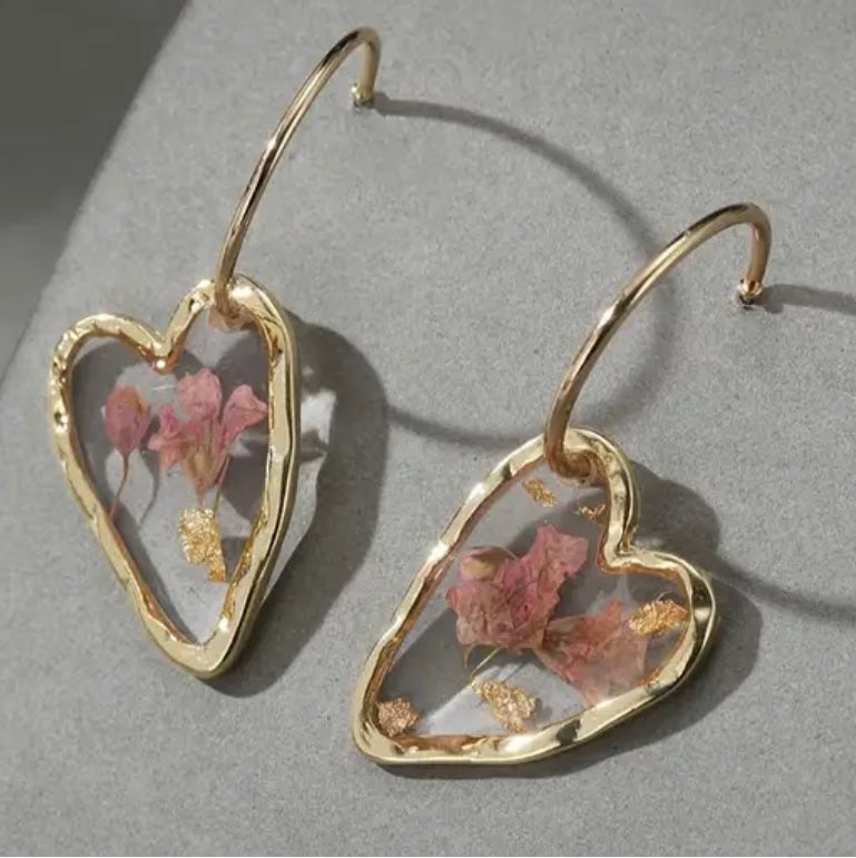 Heart Flower Earrings