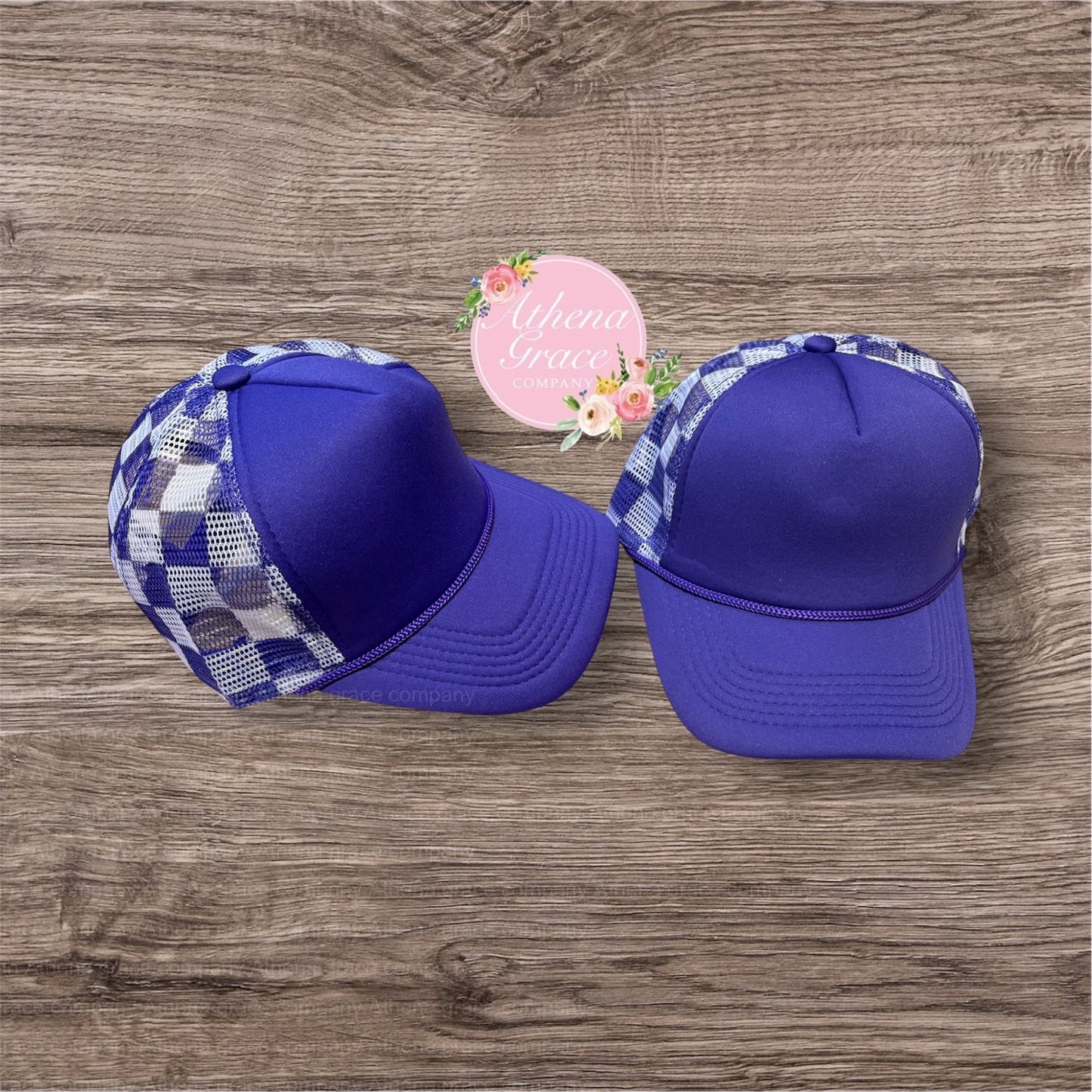Purple Hat with Checkered Mesh