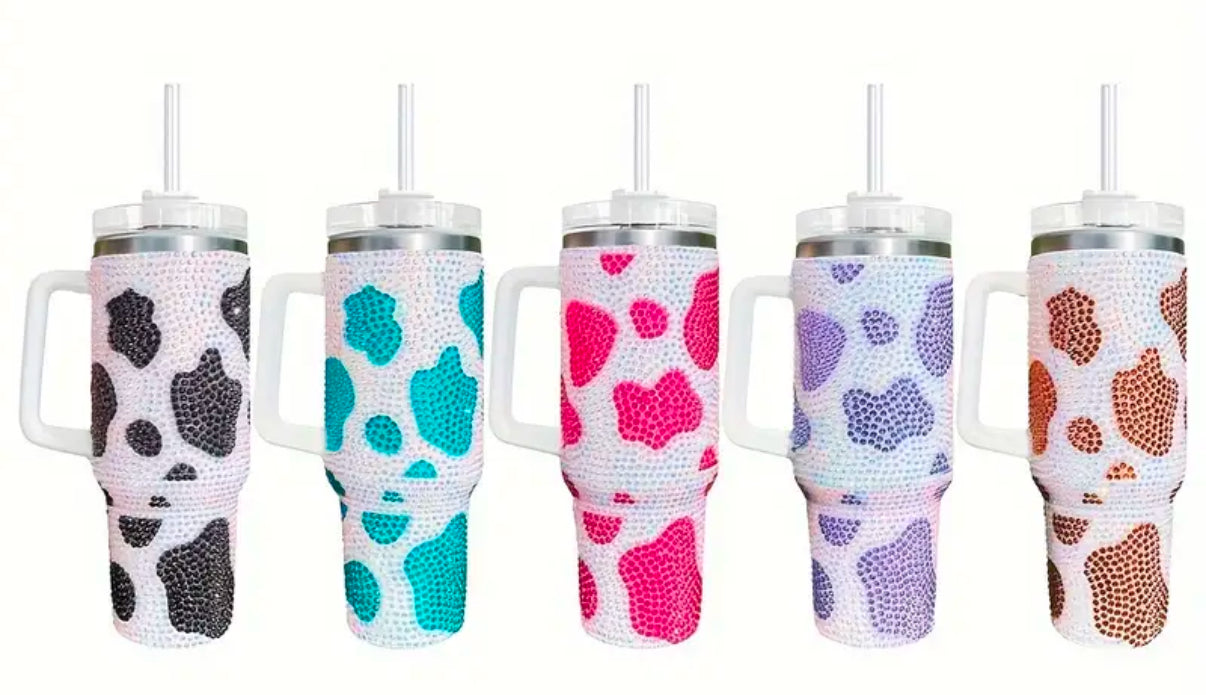 Rhinestone Cow Tumblers