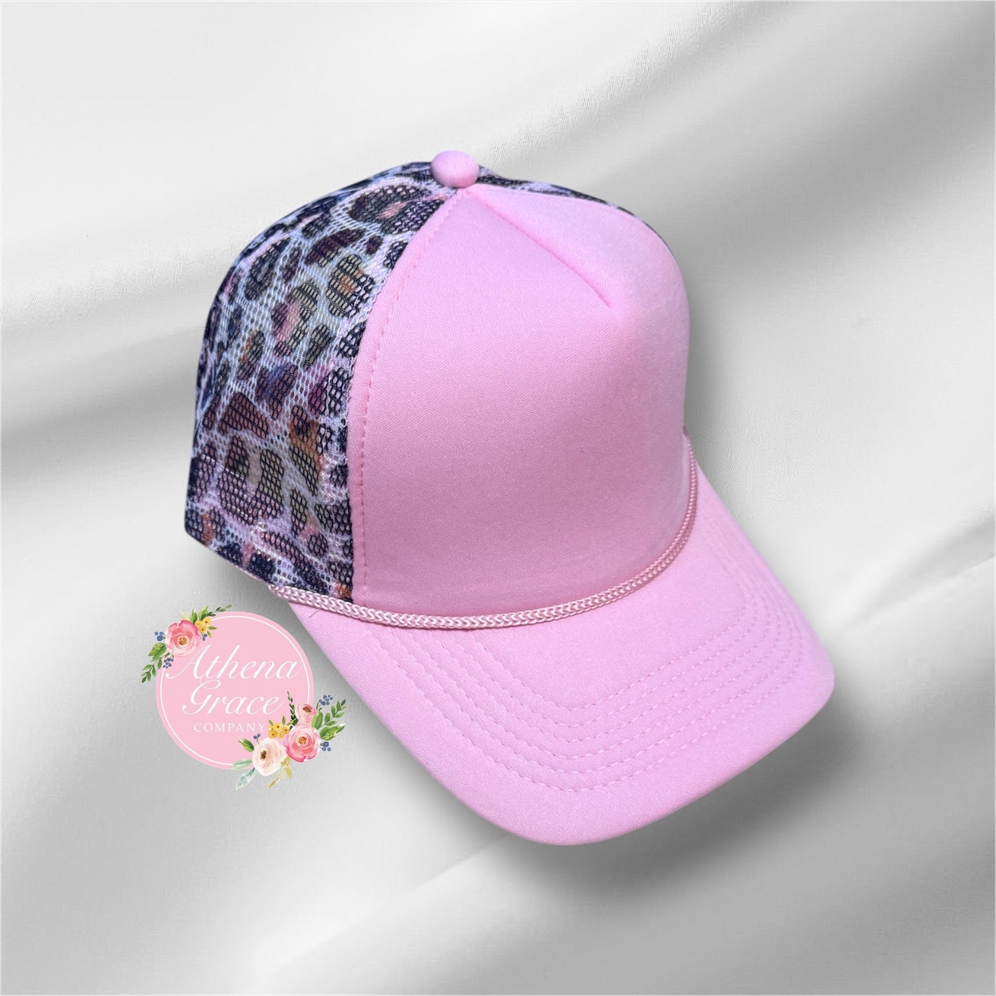Pink Hat with Cheetah Mesh