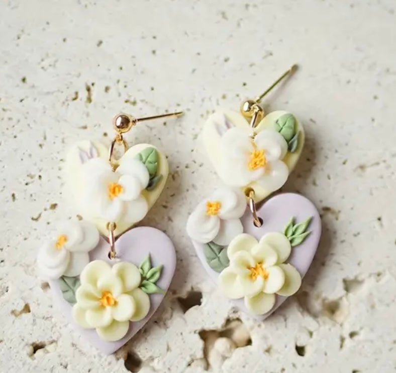 Heart Flower Earrings