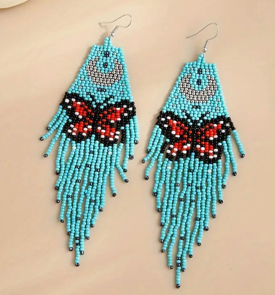 Beaded Butterfly Earrings