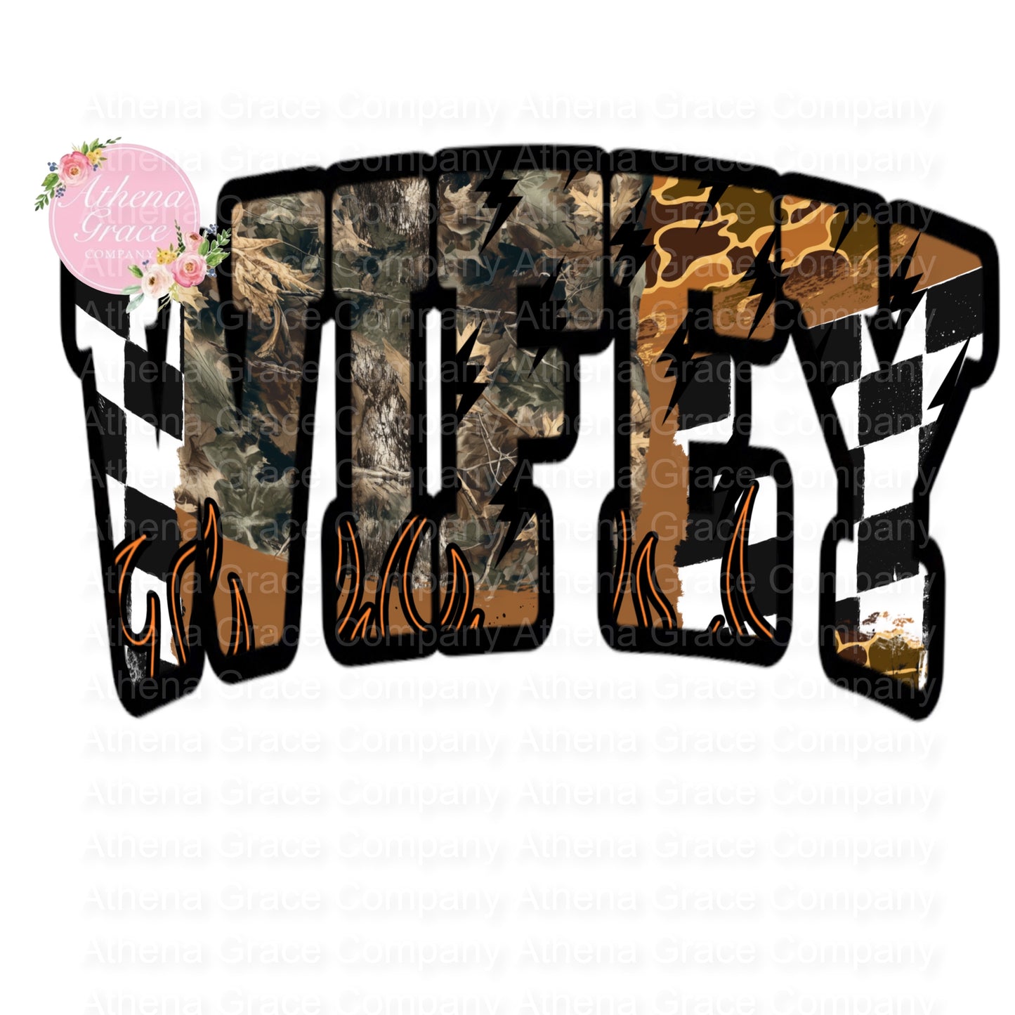 Wifey Camo Flames DTF