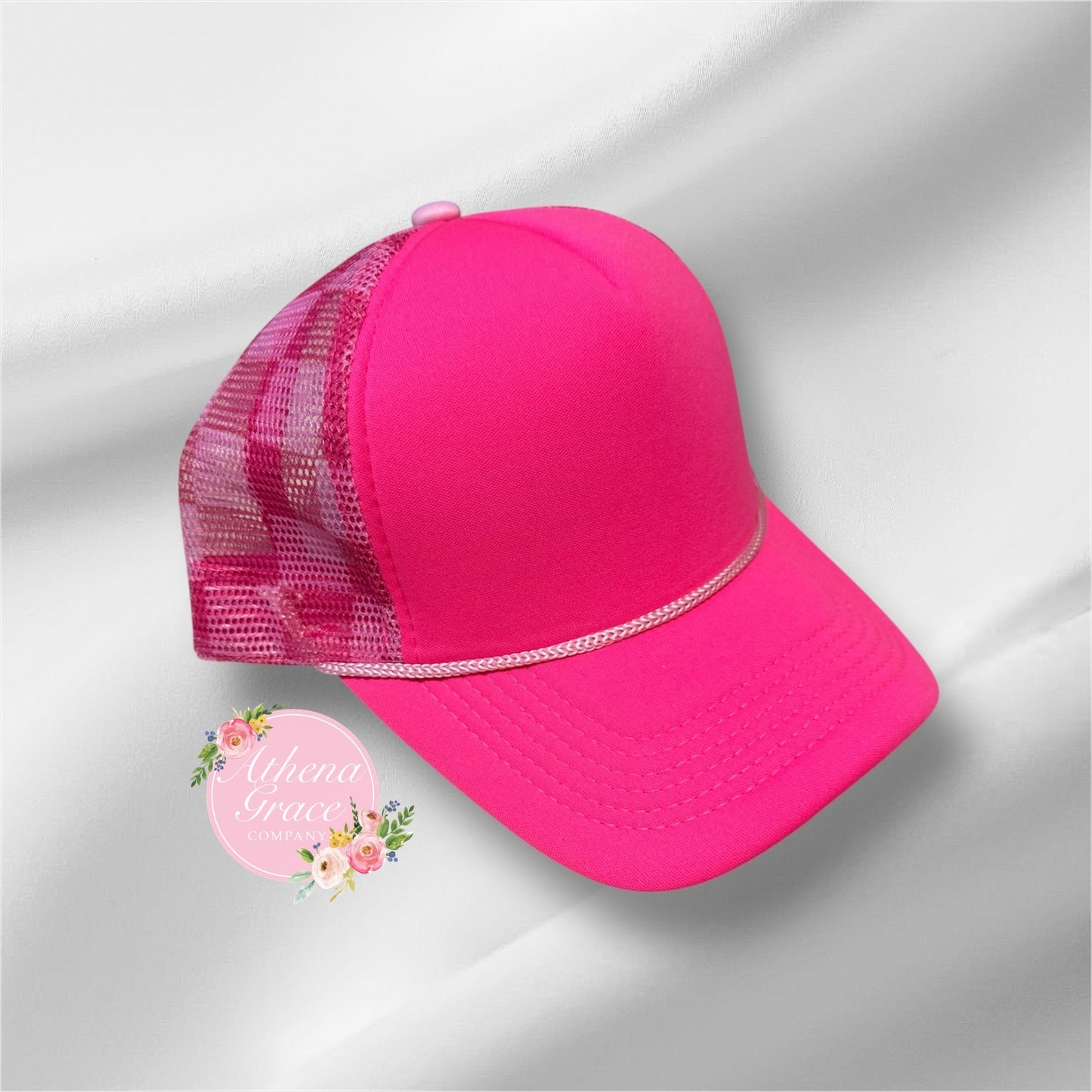 Pink Hat with Checkered Mesh