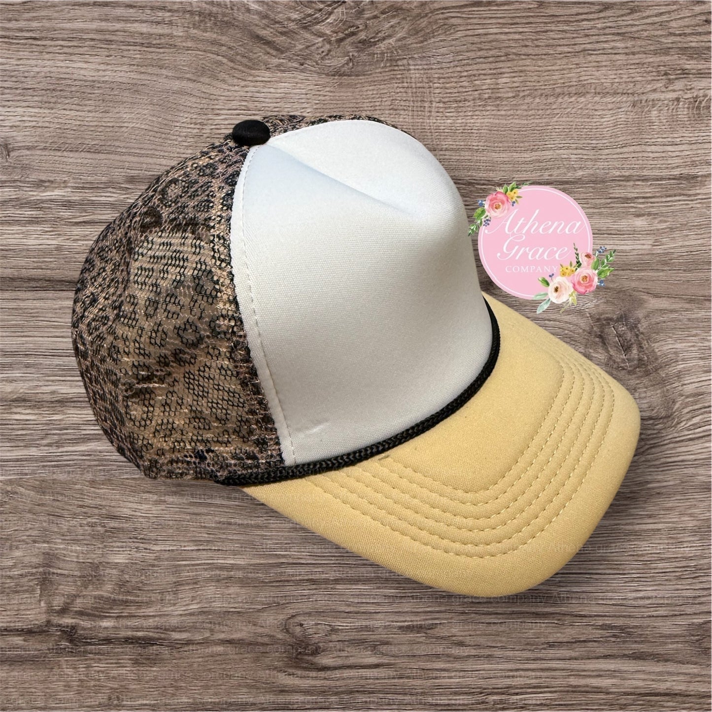 Tan Hat with Cheetah Mesh