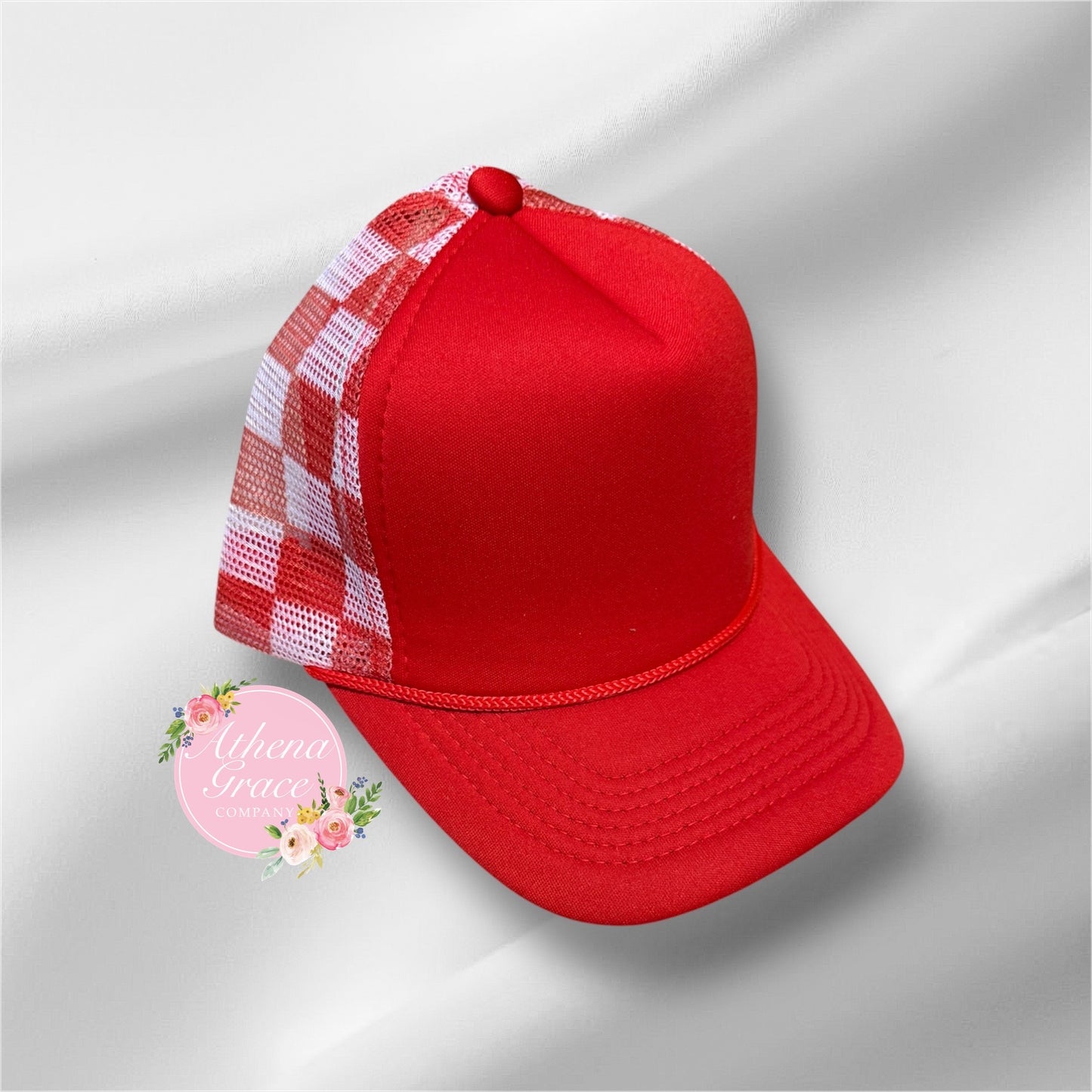 Red Hat with Checkered Mesh
