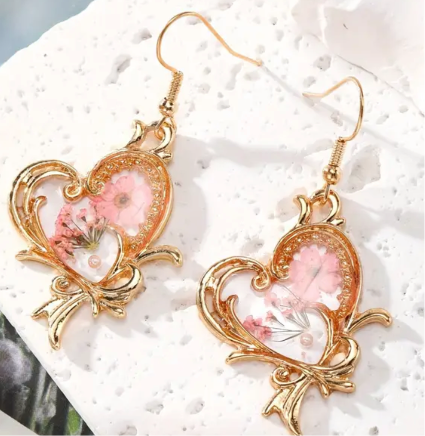 Heart Flower Earrings
