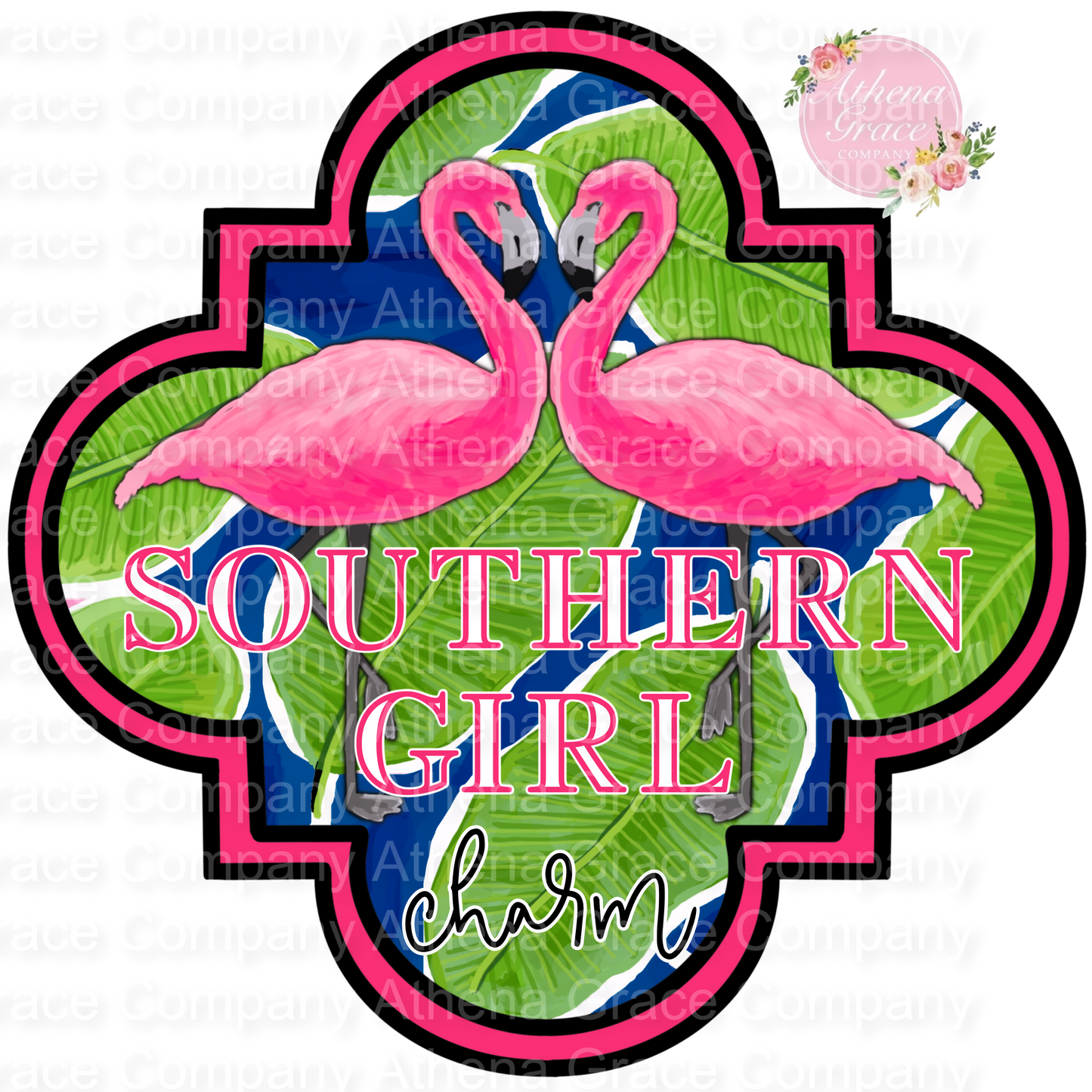 Southern Girl Charm Flamingo DTF