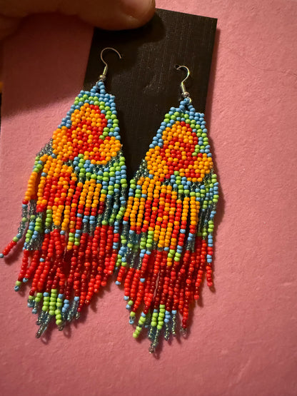 Flower beaded earrings