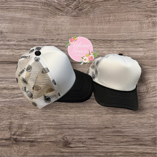 White Hat with Football Mesh