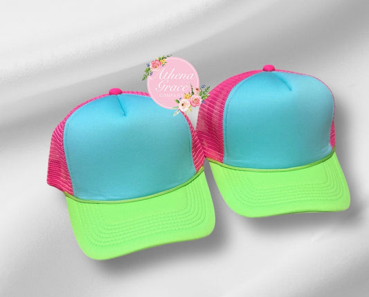 Neon Hat with Hot Pink Mesh