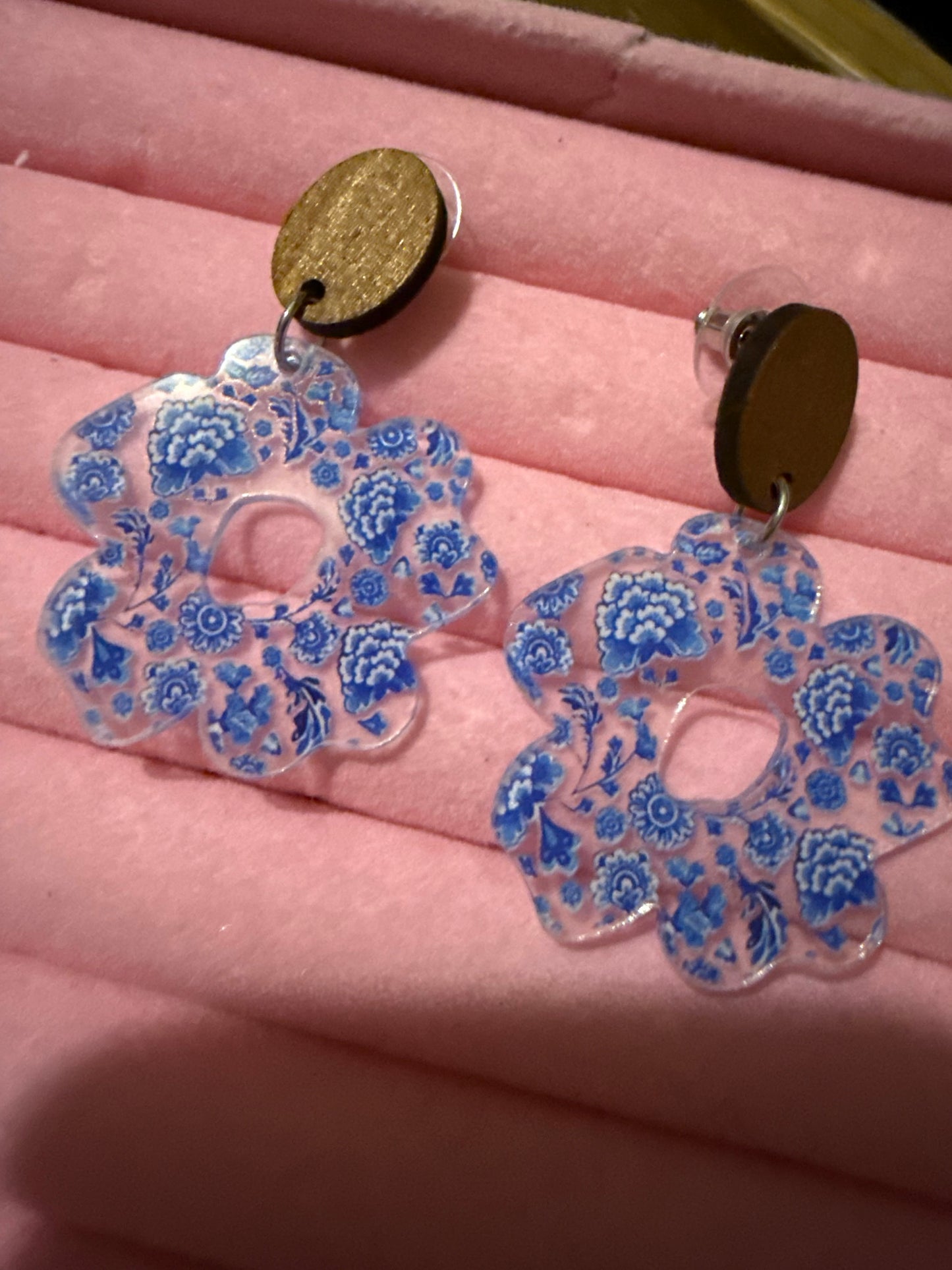 Blue Floral Earrings