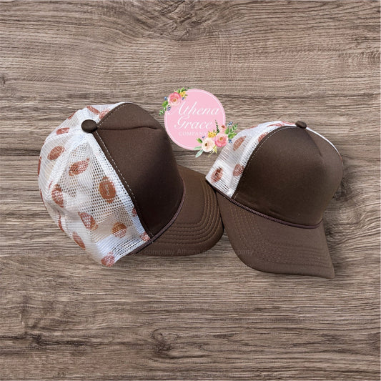 Brown Hat with Football Mesh