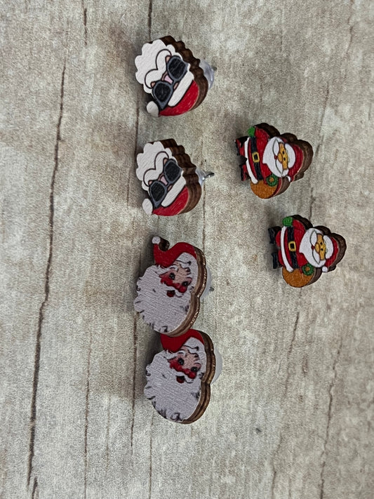 Santa Earrings wood