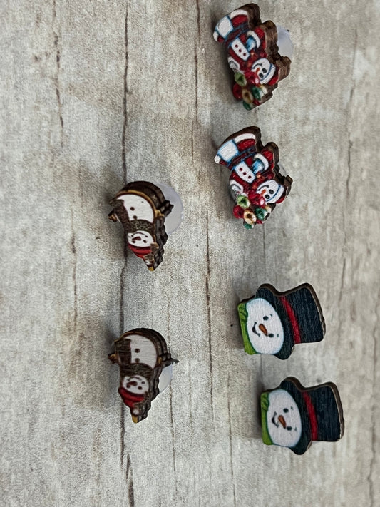 Wood Snowman earrings