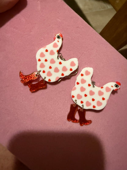 Chicken Boot Earrings