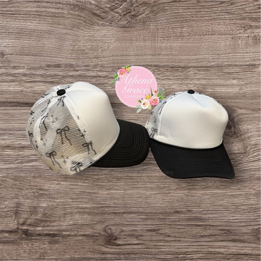 White Hat with Bow Mesh
