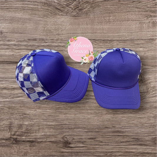Purple Hat with Checkered Mesh