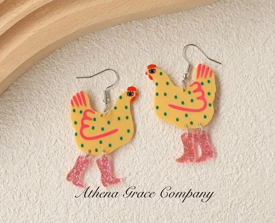 Chicken Boot Earrings