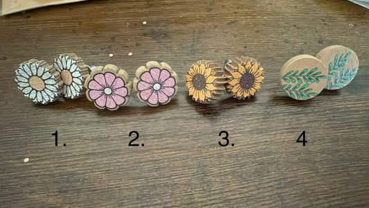 Flower Wood Studs