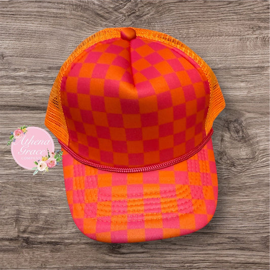 Orange Checkered Hat