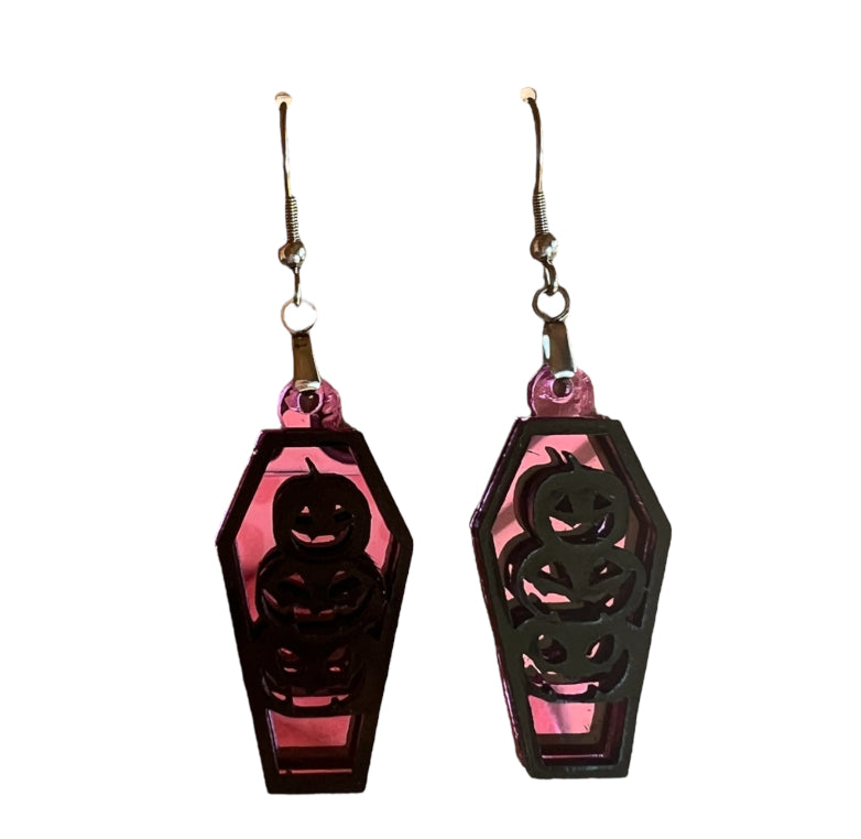 Coffin Pumpkin Earrings