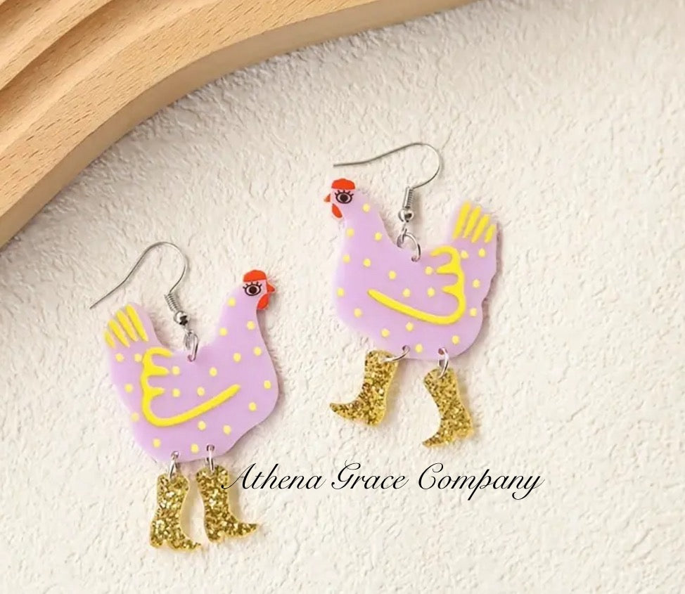 Chicken Boot Earrings