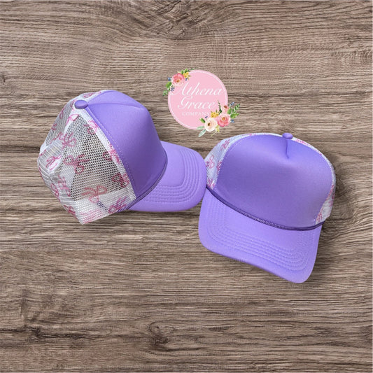 Purple Hat with Bow Mesh