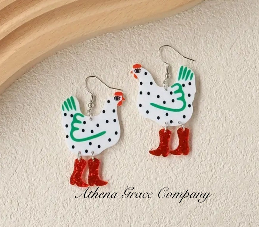 Chicken Boot Earrings