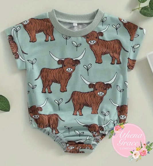 Highland Cow Bubble Romper
