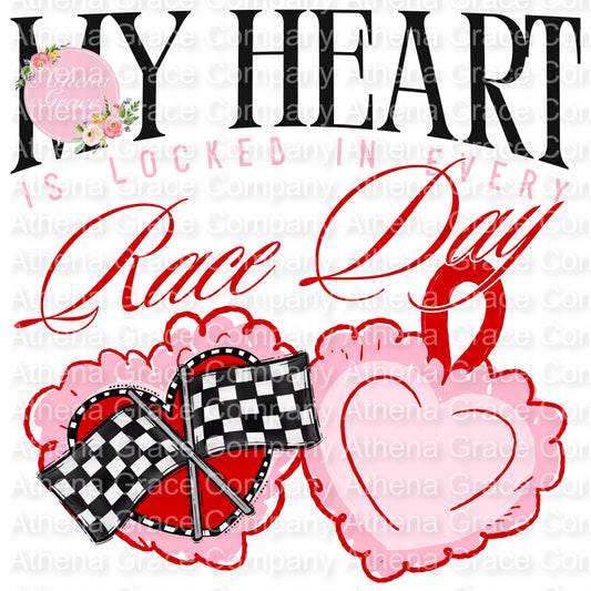 Heart Locked For Race Day DTF