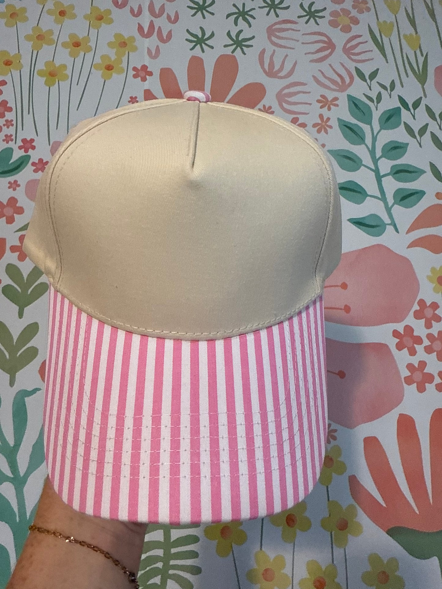 Pink/White Striped Hat