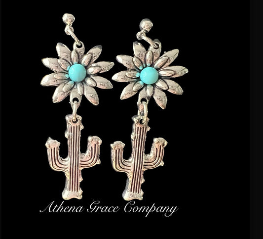 Metal Cactus Earrings