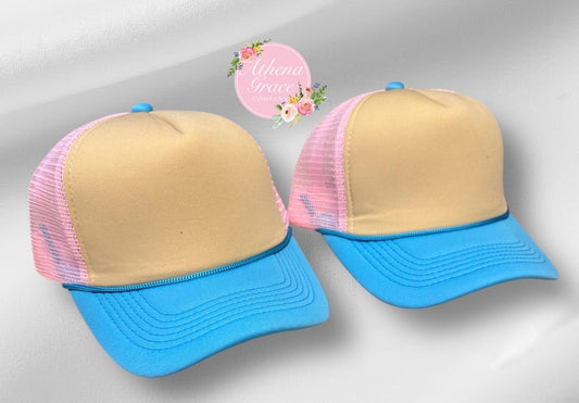 Tan Hat with Pink Mesh
