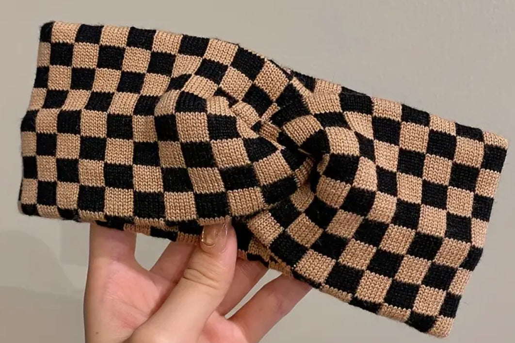 Checkered adult headwrap