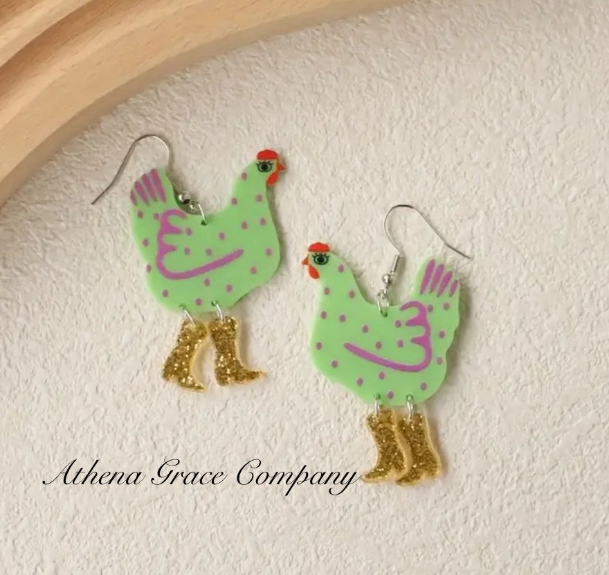 Chicken Boot Earrings