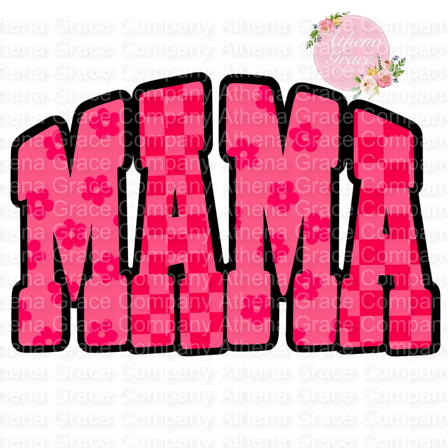 Pink Flower Checkered MAMA DTF