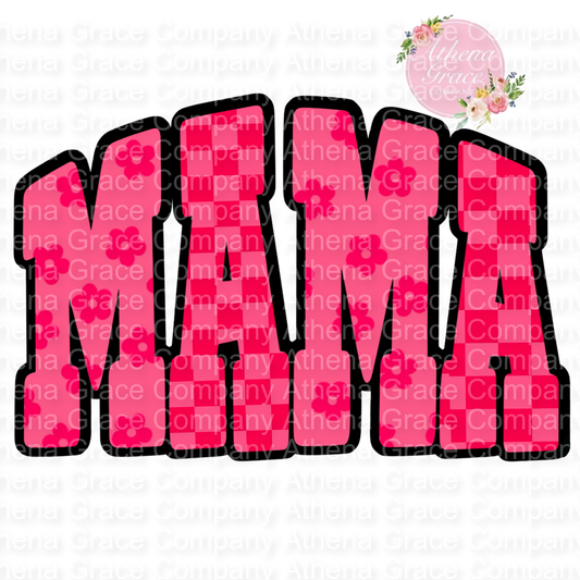 Pink Flower Checkered MAMA DTF