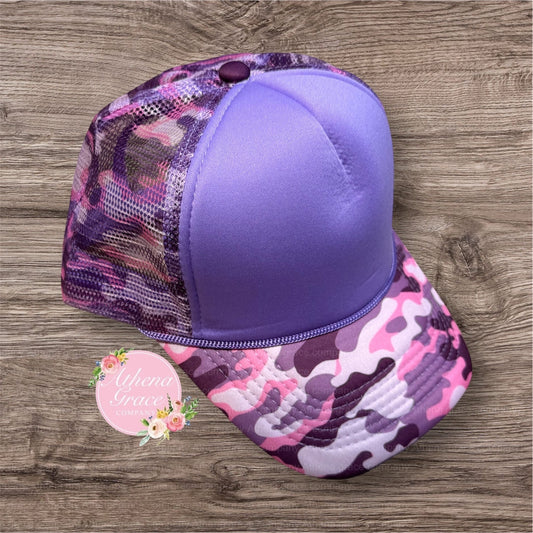 Purple Hat with Camo Mesh