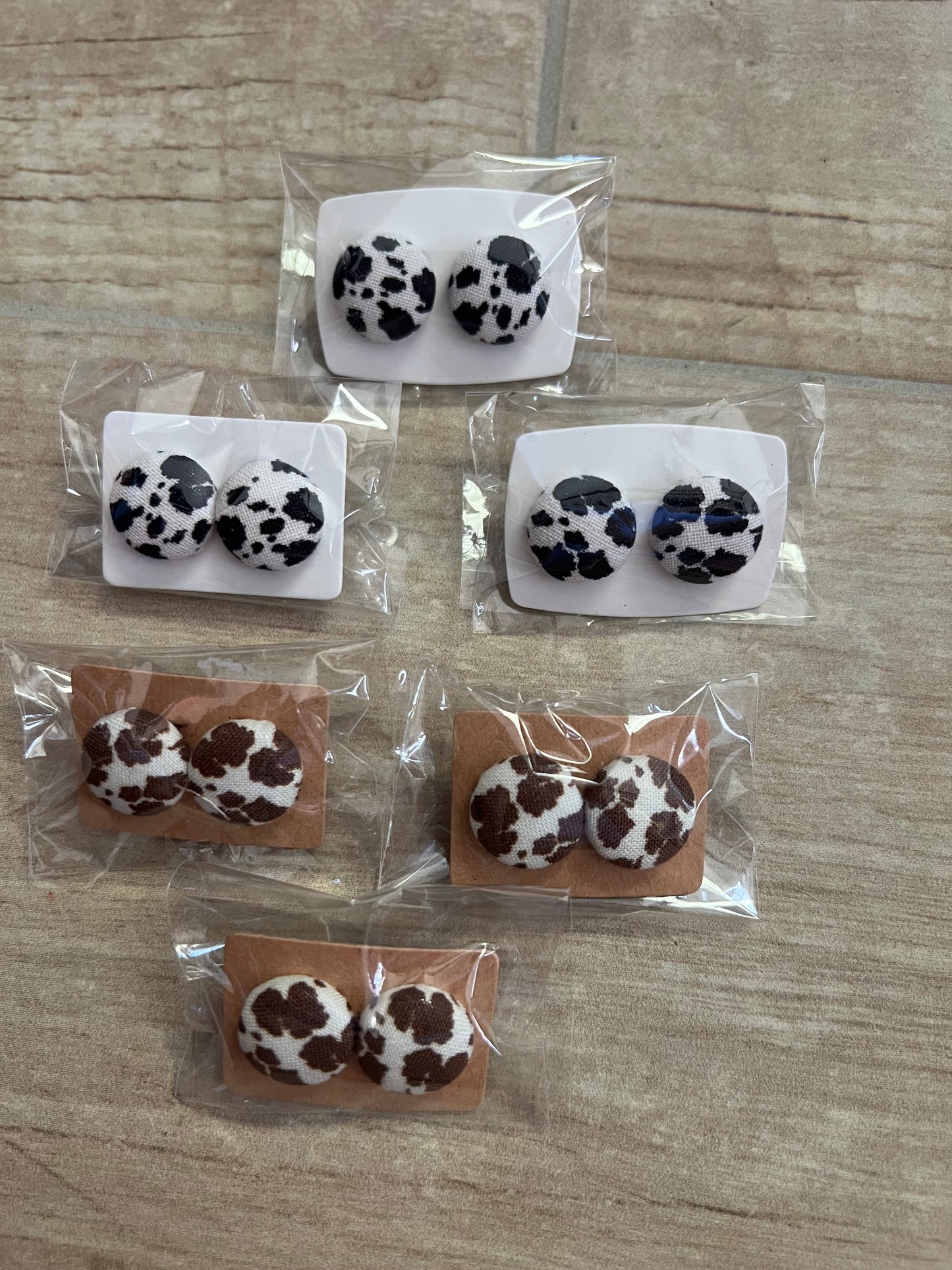 Cow Print Fabric Studs