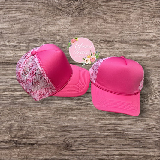 Hot Pink Hat with Bow Mesh