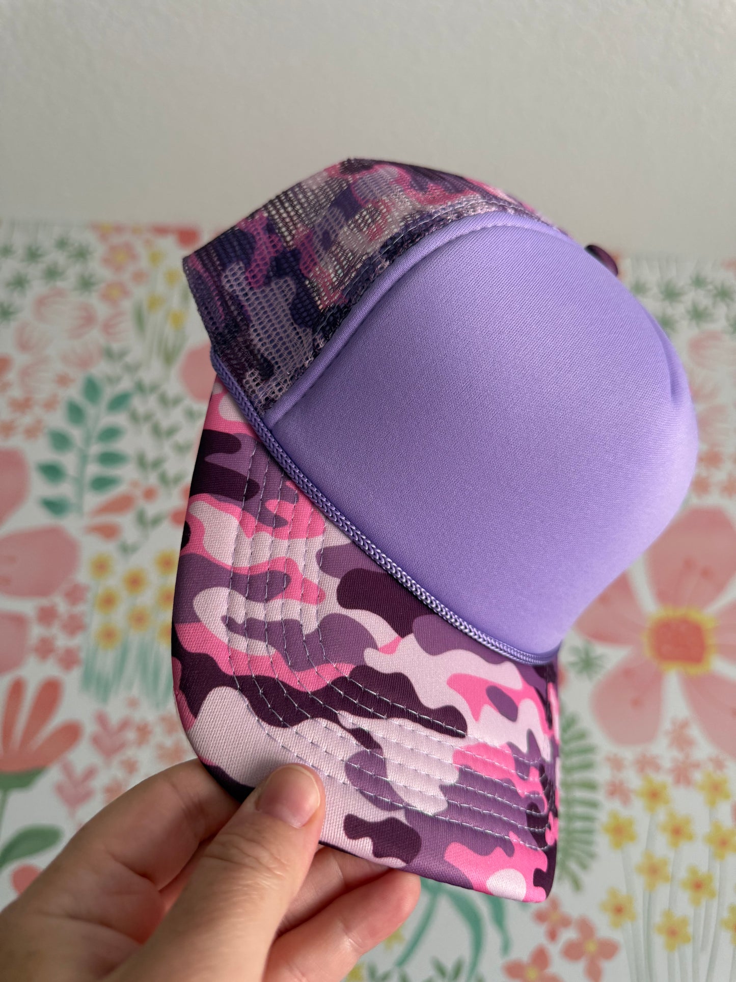 Purple Hat with Camo Mesh