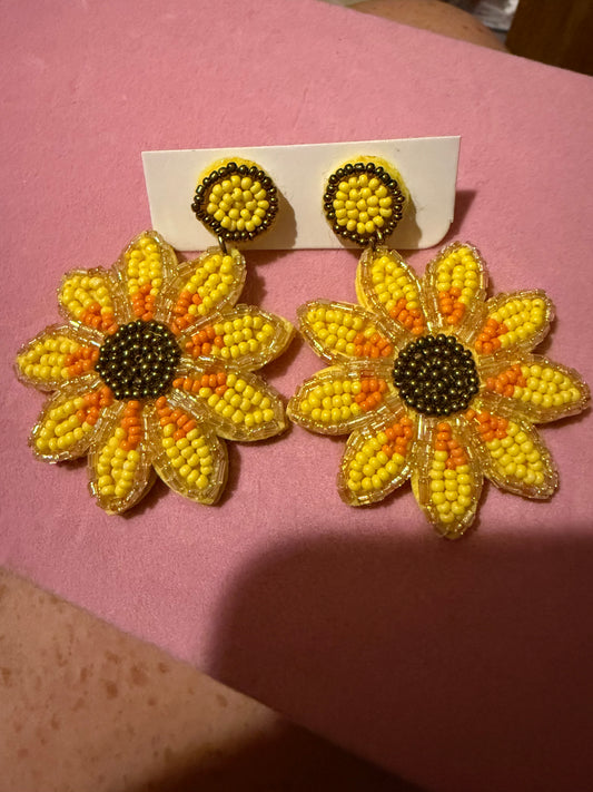 Beaded Sunflower Earring