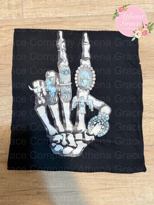 Turquoise Skeleton Hand Tee