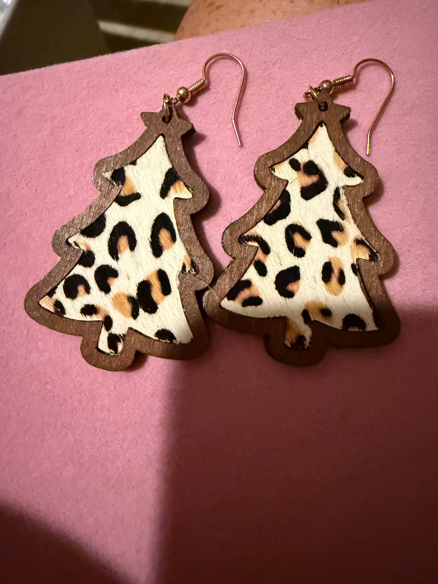 Wood Christmas Tree Earrings