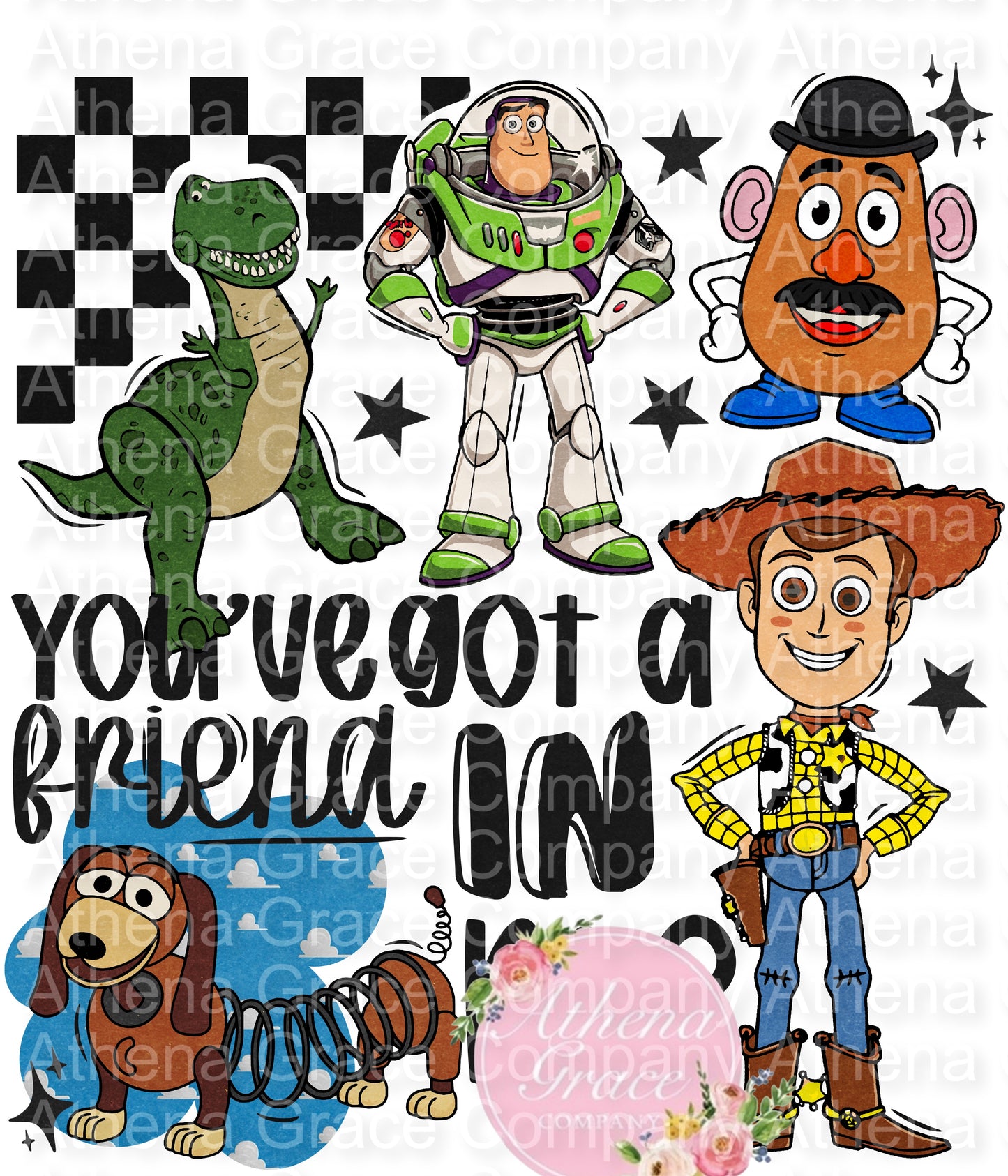 Friend In Me Black Font DTF