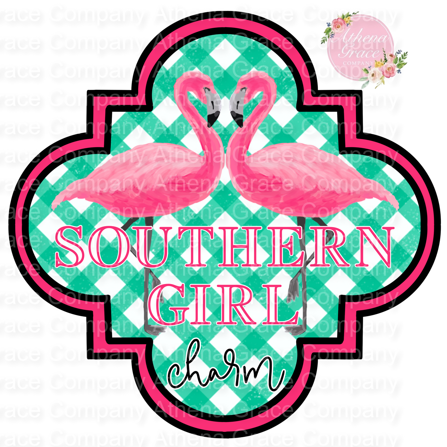 Southern Girl Charm Flamingo DTF