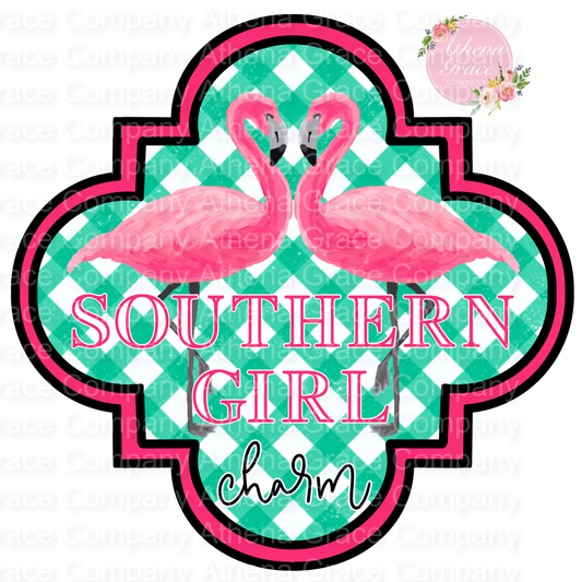 Southern Girl Charm Flamingo DTF