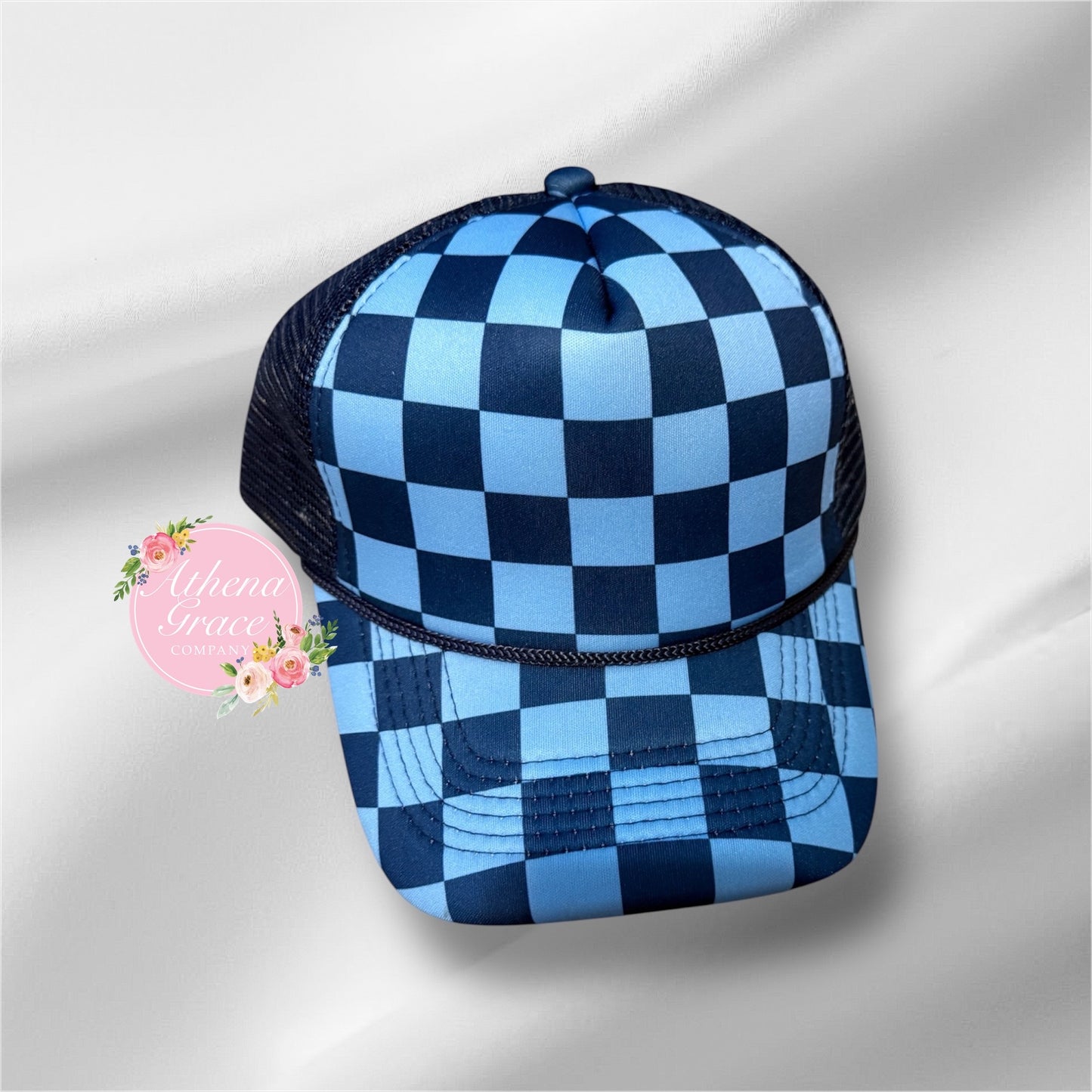 Dark Blue Blue Checkered Hat