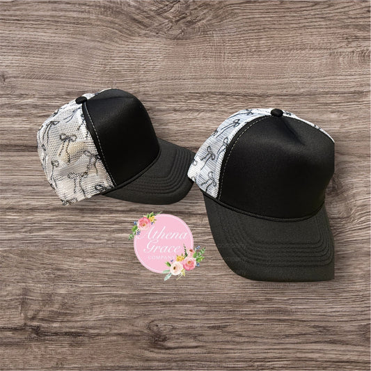 Black Hat with Bow Mesh